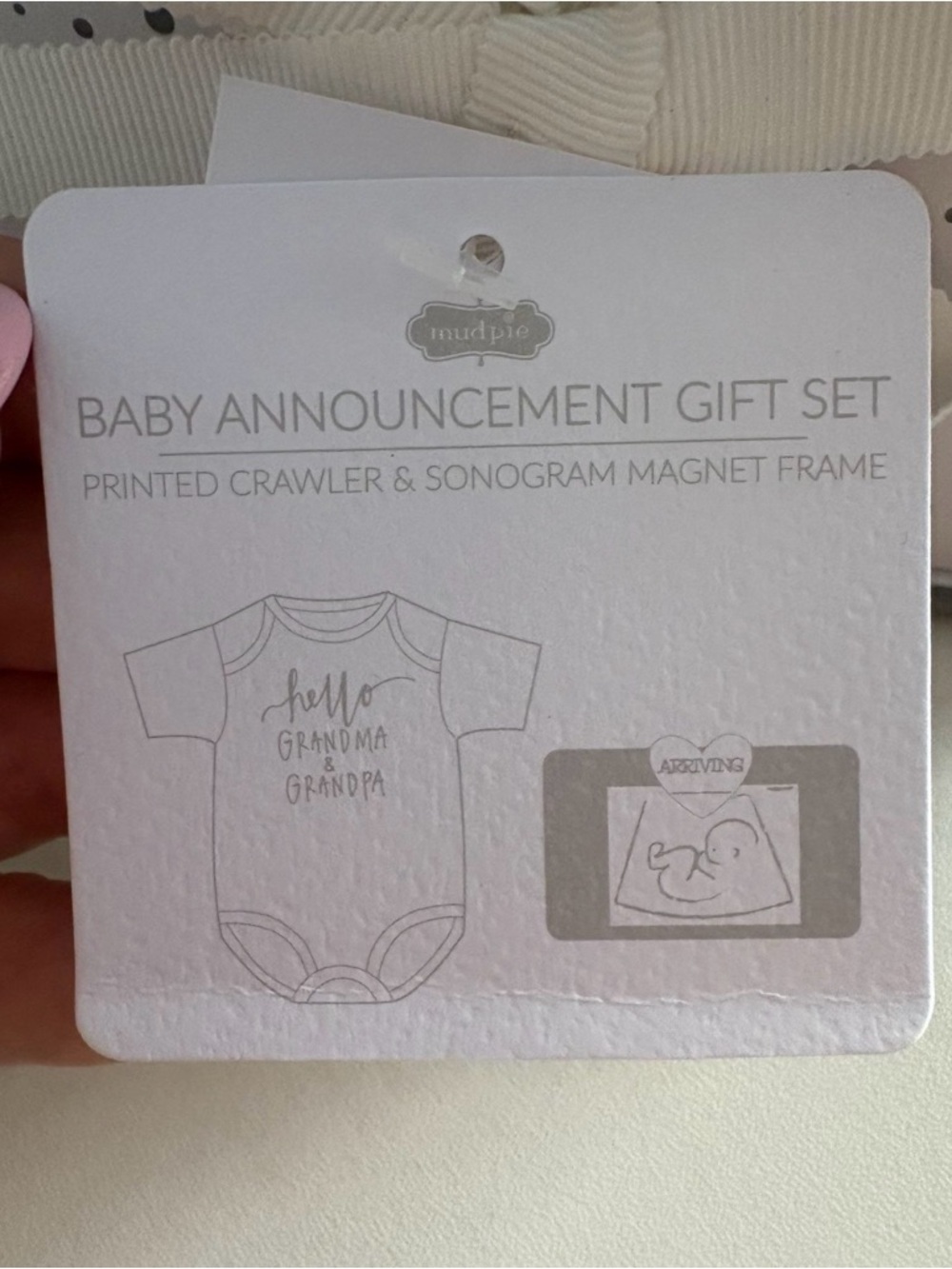 Mud Pie Neutral Baby Announcement Gift Set - White